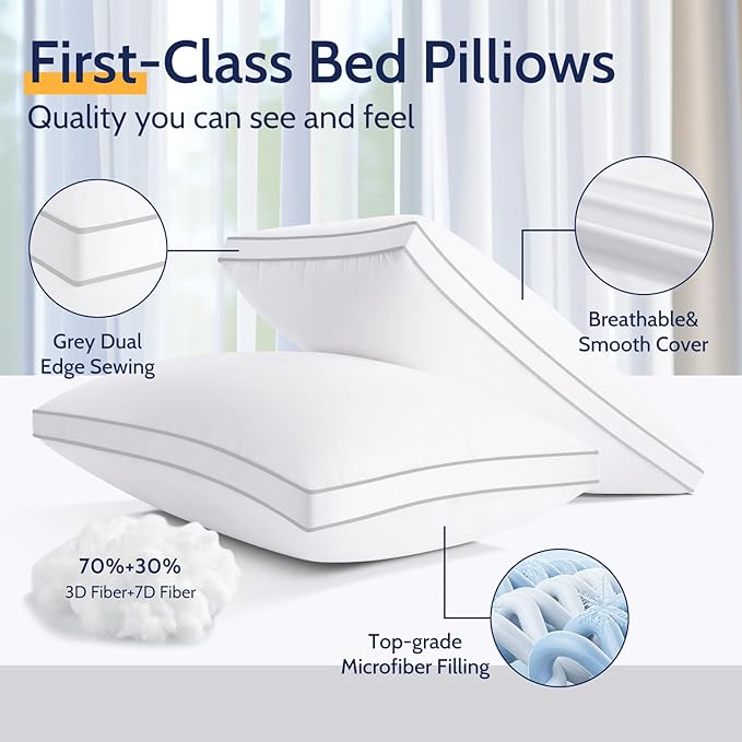 ROUMEA Pillows King Size Set of 2, Gusseted Bed Pillows - Image 4
