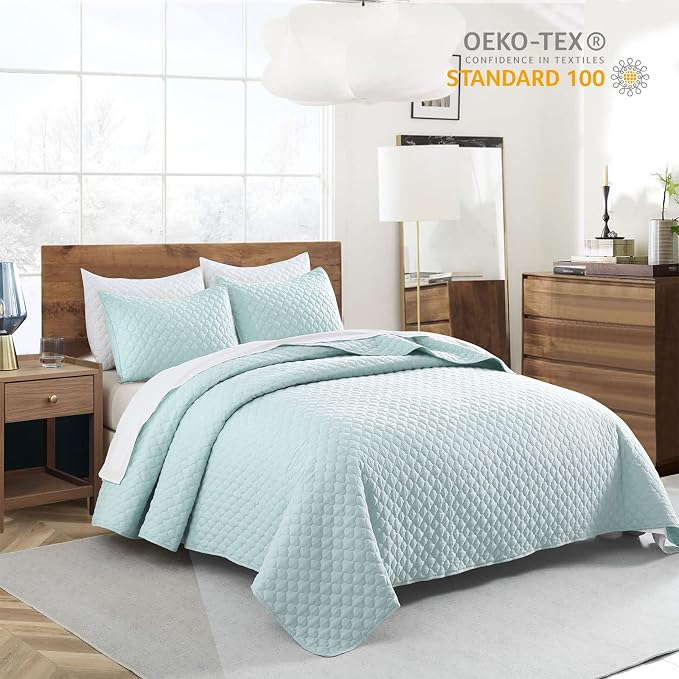 HORIMOTE HOME Quilt King Size Aqua Blue, Lightweight Quilt - Image 2