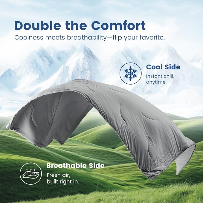 Cozy Bliss Cooling Comforter Twin Size, Reversible Lightweight Cooling Blankets - Image 9