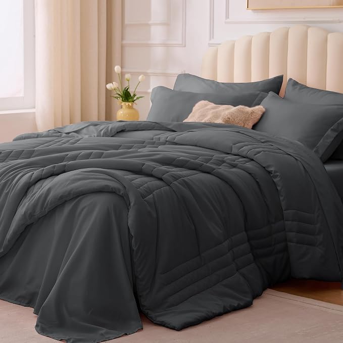 Twin Comforter Set Dark Grey by Velorose