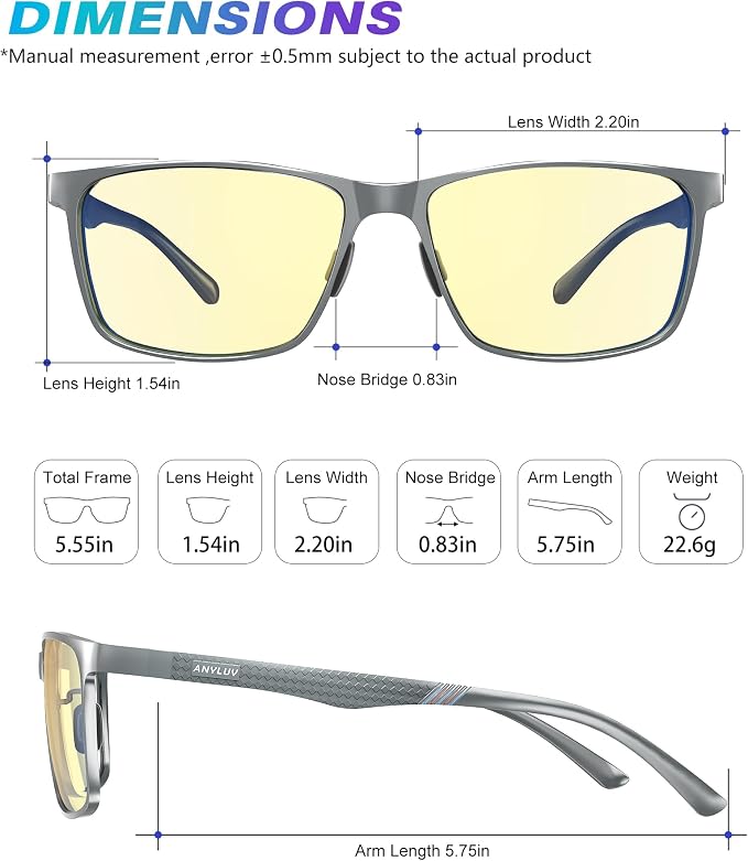 ANYLUV Blue Light Glasses Men, Relieve Eyestrain and Eye Protection, Al-Mg - Image 4