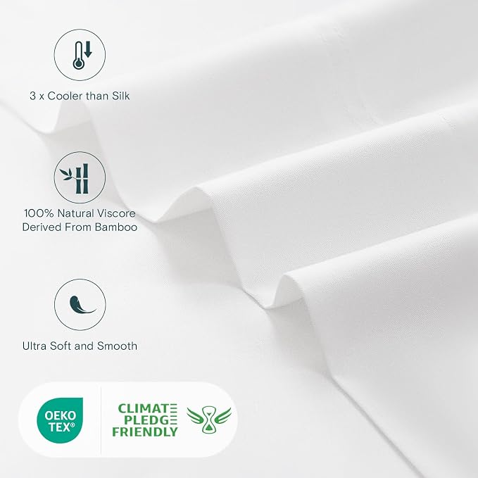 LuxClub Queen Sheet Set, 100% Viscose Derived from Bamboo Cooling Sheets - Image 3