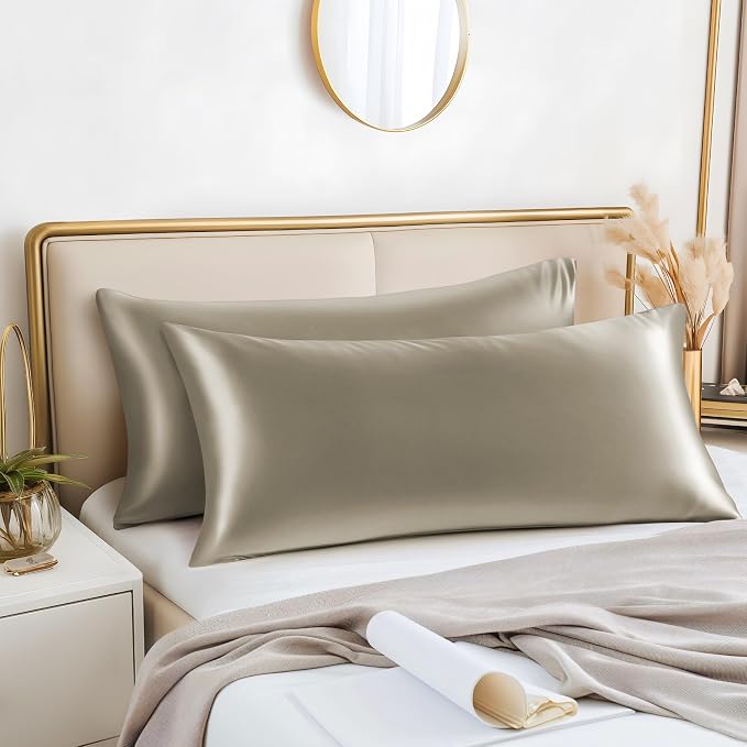 BEDELITE Satin Body Pillow Cover 2 Pack, Super Soft and Cooling Body Pillow - Image 2