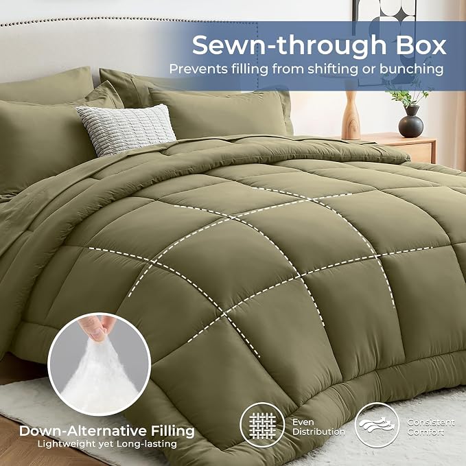 Sasttie California King Comforter Set, 7 Pieces Cal King Bed in a Bag, Complete - Image 3