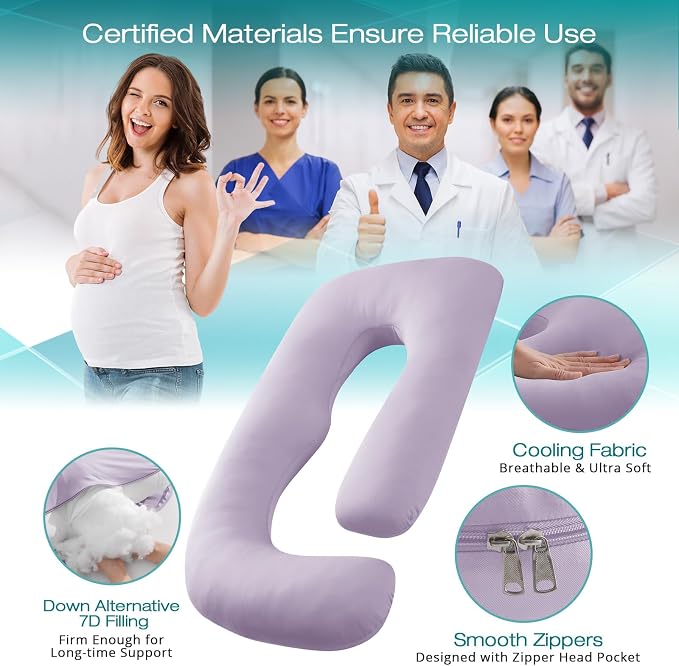 Sasttie Pregnancy Pillows for Sleeping, Jumbo U Shaped Cooling Full Body Pillow - Image 3