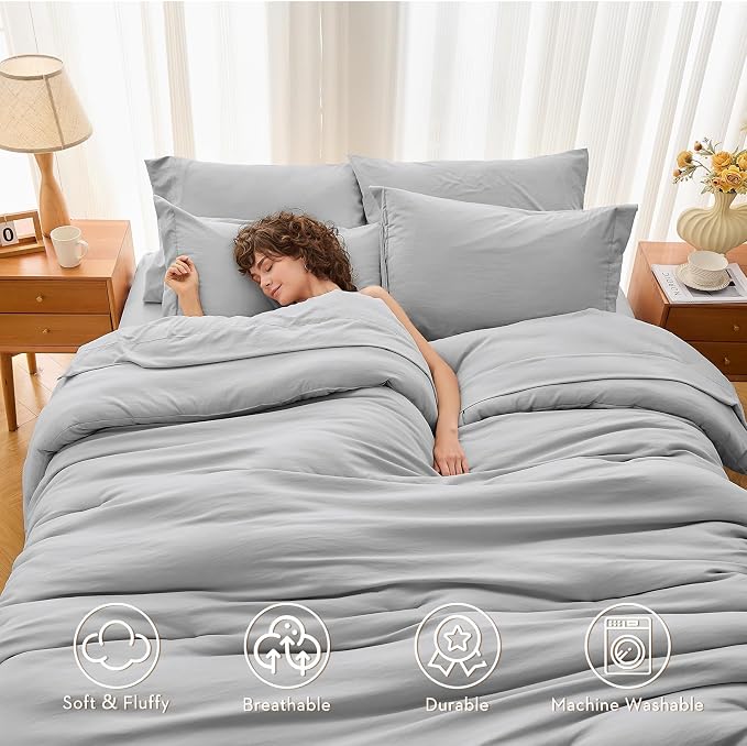 MUXHOMO 7 Pieces California King Comforter Set, Soft Bed in a Bag Cal King Size - Image 2