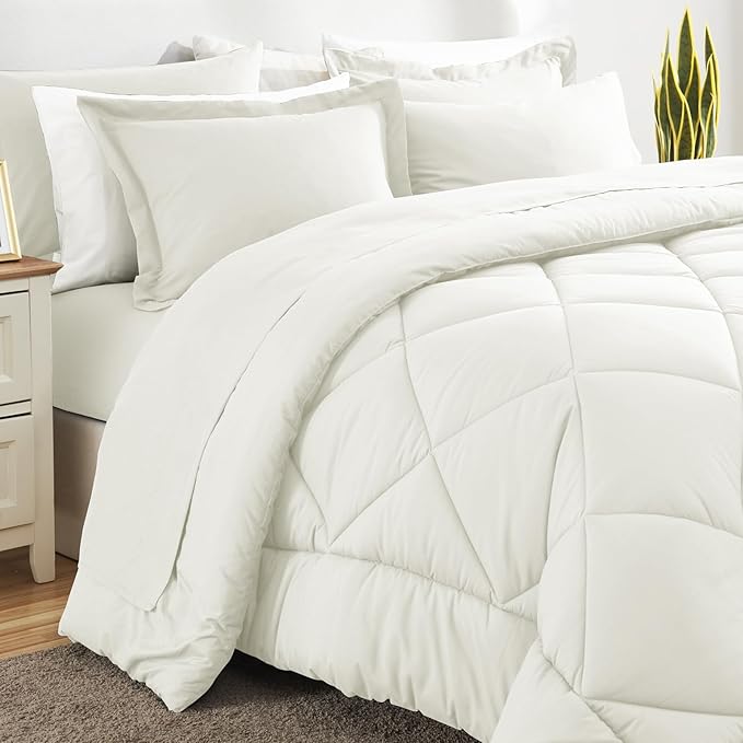 CozyLux Full Size Comforter Sets Ivory - Image 4