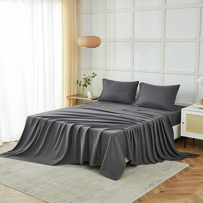 ILAVANDE Grey Twin Sheets Set, 3 Piece, Hotel Luxury 1800 Series Super Soft - Image 6