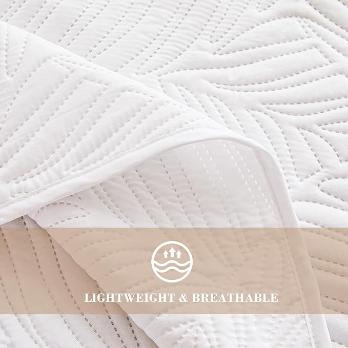 Exclusivo Mezcla Queen Quilt Bedding Set, Lightweight White Quilts Queen Full - Image 5