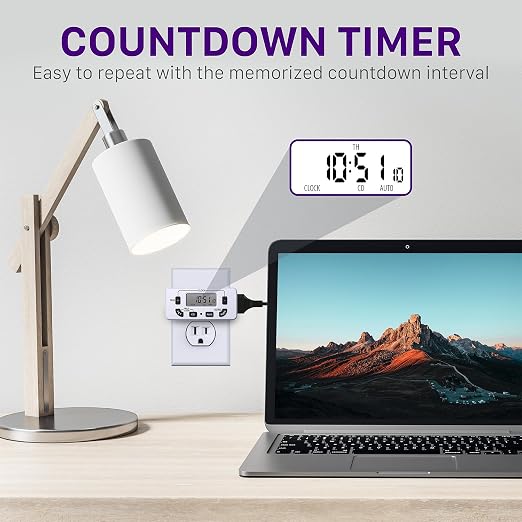 Fosmon 7 Day Digital Timers for Electrical Outlets, Indoor Plug-in Light Timers - Image 2