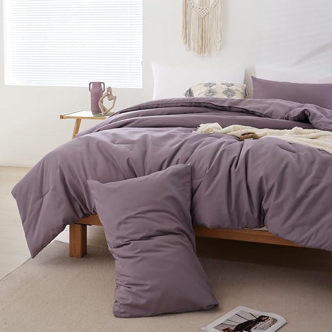 ROSGONIA King Size Comforter Set Dusty Purple - Image 2