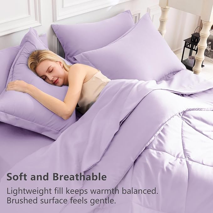 CozyLux Queen Comforter Set Light Purple - Image 3