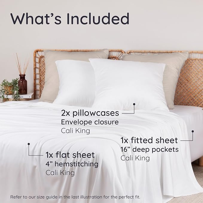 Bambaw 100% Viscose Derived from Bamboo Sheets California King Size – 4pcs Deep - Image 2
