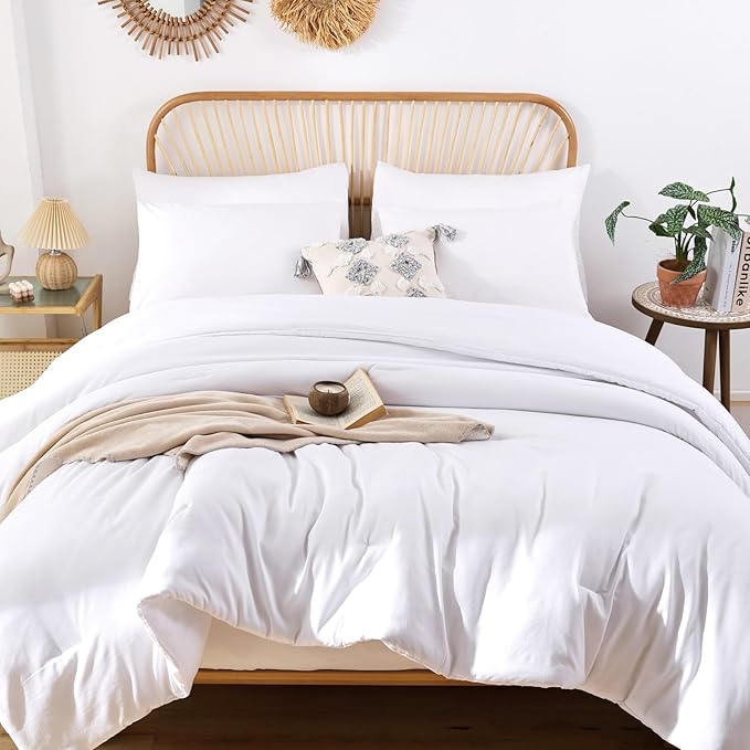ROSGONIA California King Comforter Set White, All Season Hotel Bedding by ROSGONIA