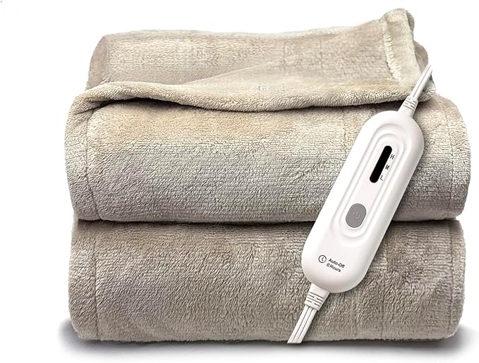 Tefici Electric Heated Blanket Twin, Super Cozy Soft 2-Layer Flannel 62" x 84" by StayWarmStayHappy