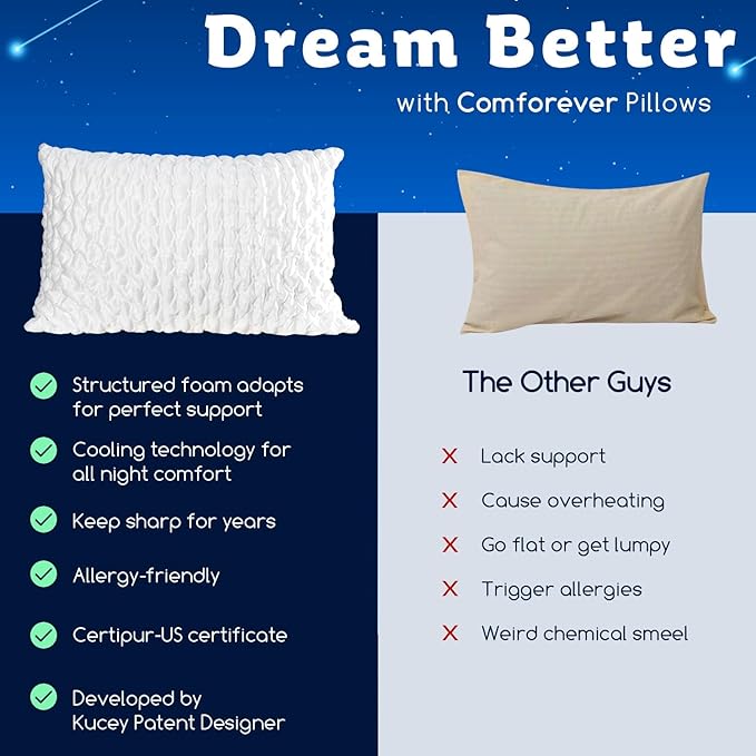 Cooling Side Sleeper Pillow for Adults, Firm Bed Pillow for Side Sleepers Neck - Image 7