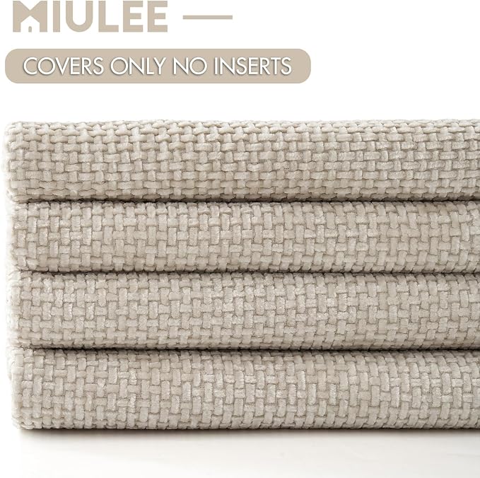 MIULEE Pack of 4 Couch Throw Pillow Covers 20x20 Inch Cream Soft Decorative - Image 6