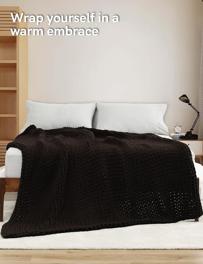 YnM Cotton Weighted Blanket, Handmade Chunky Knitted Design, Soft and Cozy - Image 3