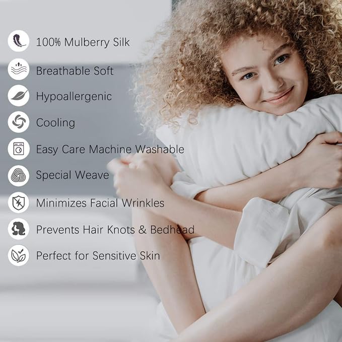 100% Silk Pillow Cases 2 Pack, Mulberry Silk Pillowcase - Image 5