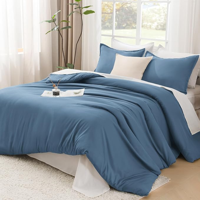Litanika Comforters King Size Ocean Blue, 3 Pieces Lightweight Solid Bedding by Litanika
