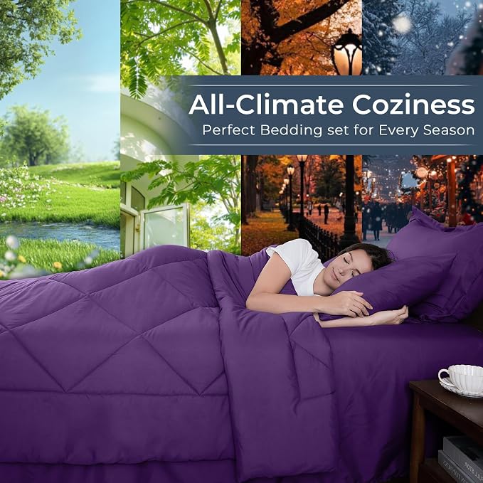 HEVUMYI Purple Full Comforter Set - Image 3
