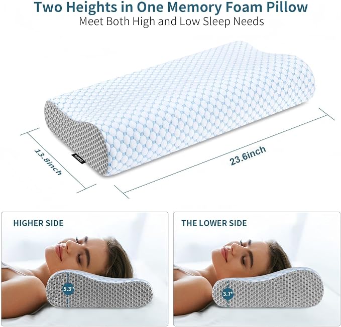 Cervical Neck Pillow for Pain Relief, Contour Memory Foam Pillows for Sleeping - Image 3