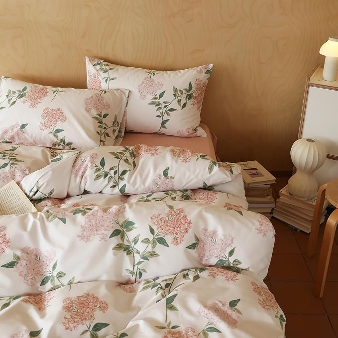 MKXI Flower Duvet Cover Girl Duvet Cover Full Pink Lilac Floral White Print - Image 4
