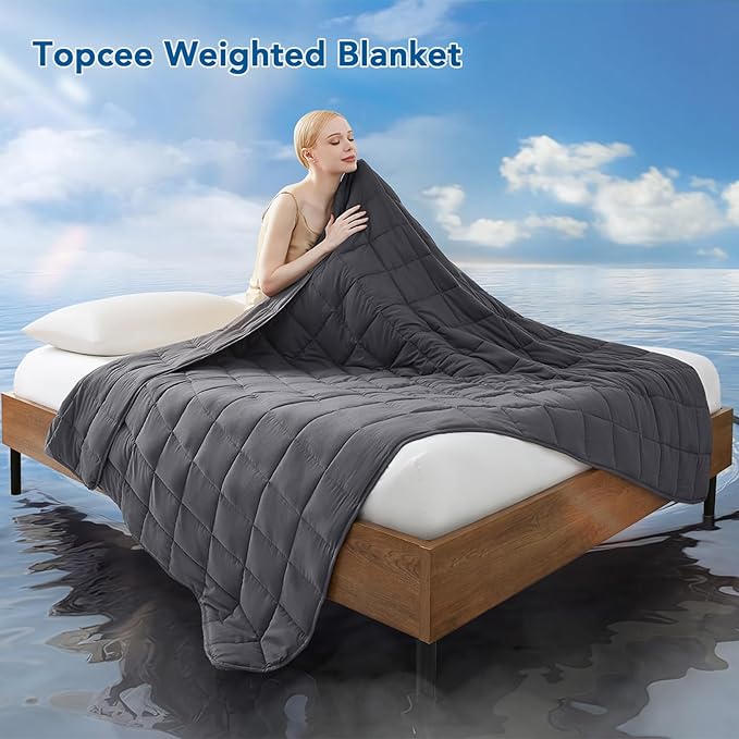 Topcee Weighted Blanket for Adults Twin Size Soft Cooling Heavy Blanket Sleeping - Image 2