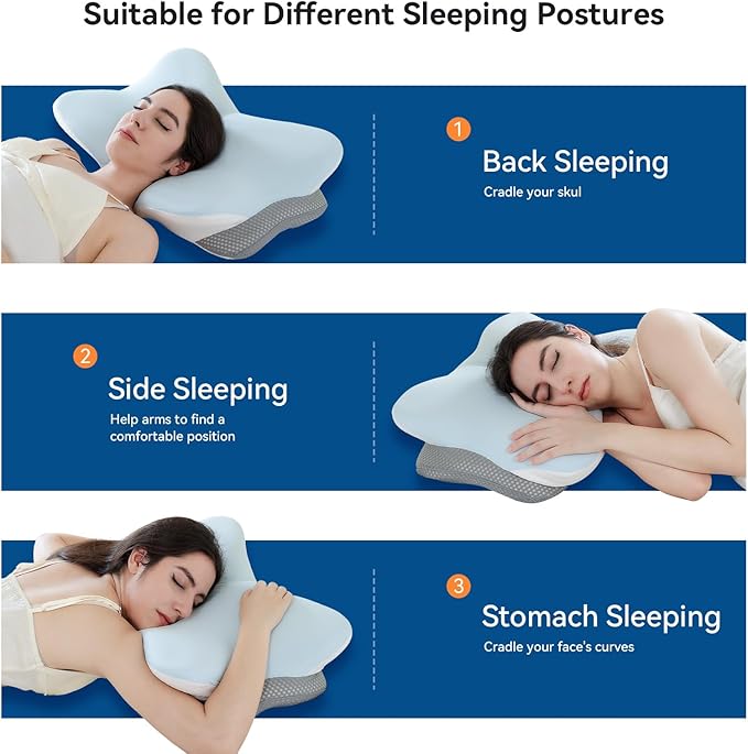 Cervical Neck Pillow for Pain Relief- Memory Foam Orthopedic Pillow, Ergonomic - Image 7