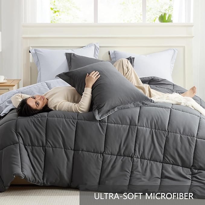 Homelike Moment King Size Comforter Set Grey, Comforters King Size Bed Sets - Image 5