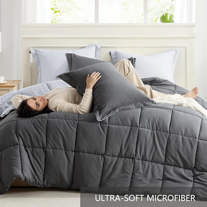 Homelike Moment Twin Comforter Set Grey, Comforters Twin Size Bed Sets - Image 5