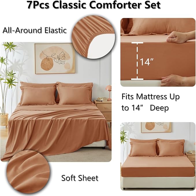 CozyLux Queen Comforter Set Pumpkin - Image 5