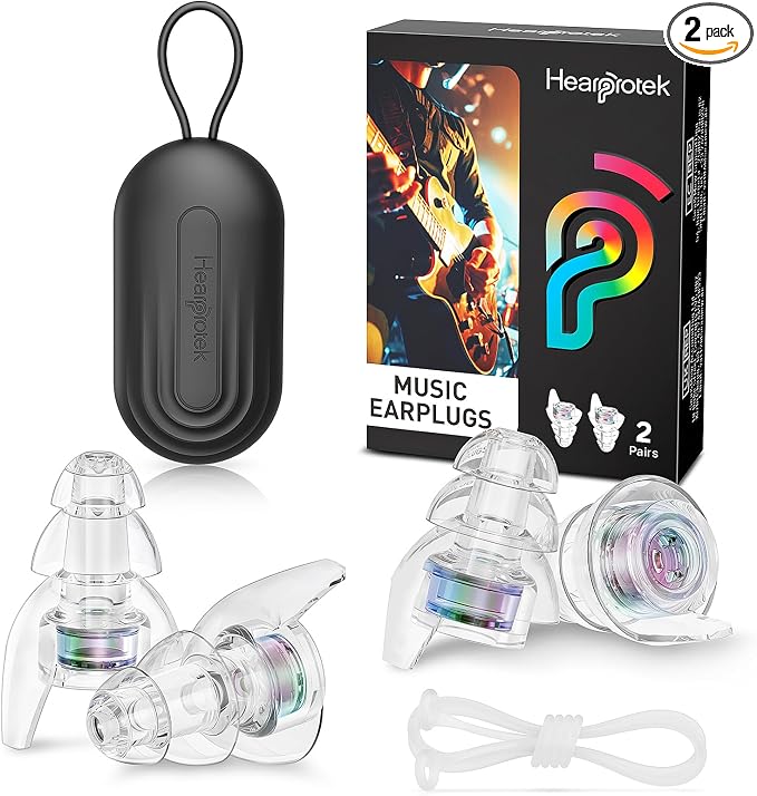 Hearprotek Concert Ear Plugs, 2 Pairs Reusable High Fidelity Musician Ear Plugs by Hearprotek