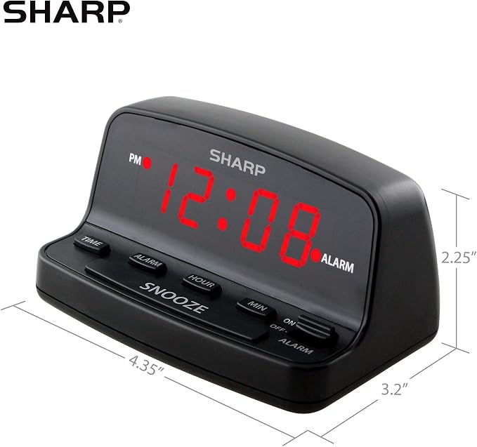 Sharp Digital Alarm Clock with Keyboard Style Controls, Battery Back-up - Image 5