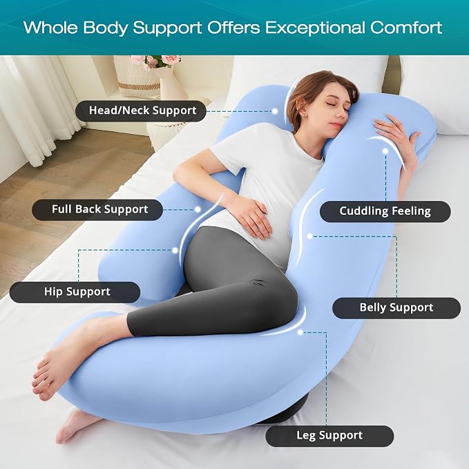 Sasttie Pregnancy Pillows for Sleeping, U Shaped Cooling Full Body Pillow - Image 2