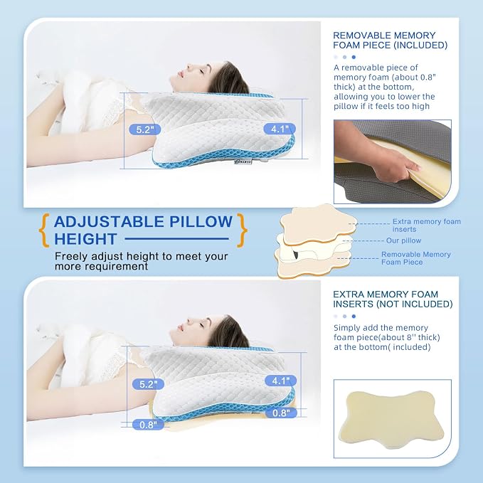 Pain Relief Cervical Pillow for Neck Support, Adjustable Ergonomic Pillow Cozy - Image 3