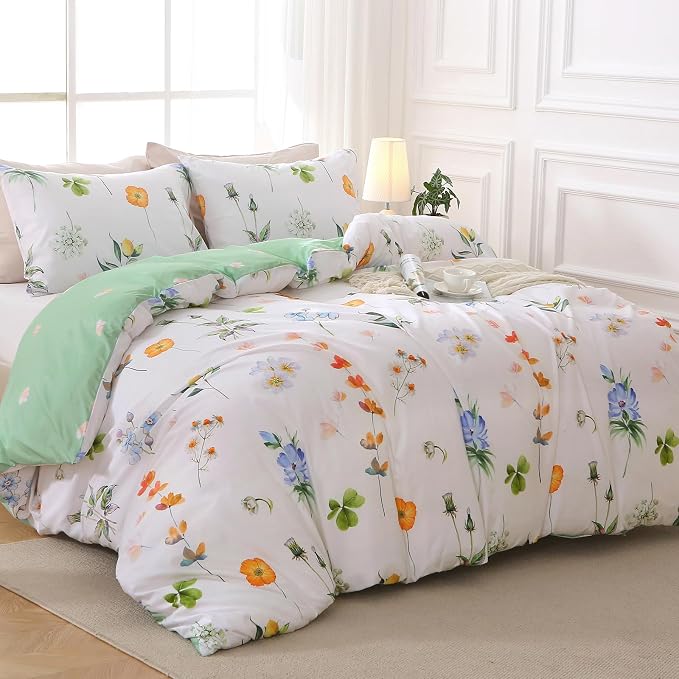 MUXHOMO Duvet Cover Full Size, Reversible Floral Multicolor Duvet Cover Set - Image 3