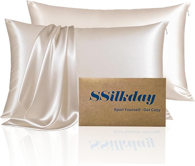 Mulberry Silk Pillow Cases Queen Size Set of 2, Ultra Smooth Soft Breathable by Unknown