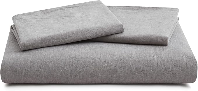 LOVQUE Light Grey Cotton Duvet Cover Queen Size, Linen Like Natural Bedding Set - Image 7