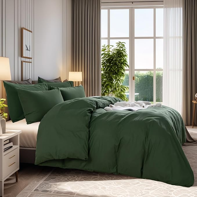 NEXHOME PRO Duvet Cover Set 100% Washed Cotton Full Size Linen Feel Textured - Image 3