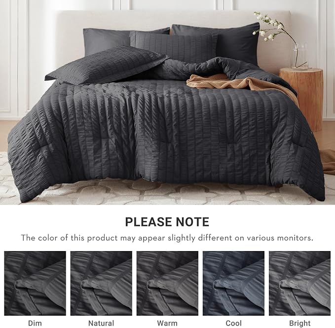 MUXHOMO 5 Pieces Twin XL Comforter Set, Seersucker Bed in a Bag Twin XL Size - Image 5
