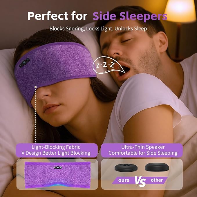 Sleep Headphones Bluetooth 6.0 Headband, 20Hr Headband Headphones - Image 4
