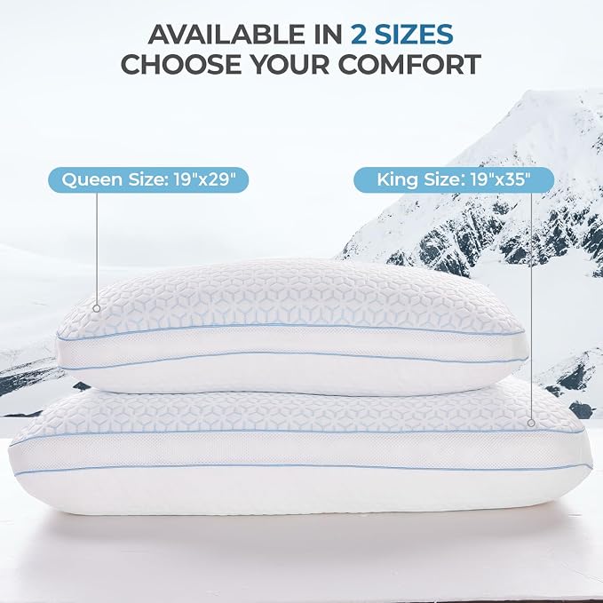 Sweetnight Cooling Pillows Queen Size Set of 2, Shredded Memory Foam Pillows 2 - Image 7