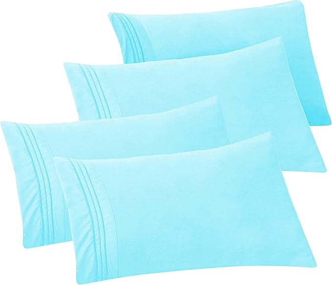 Elegant Comfort 4-PACK Solid Pillowcases 1500 Premium Hotel Quality Microfiber by ELEGANTCOMFORT