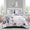 Luxudecor Floral Comforter Set Twin Size 5 Piece, Elegant Ink Comforter Bedding by Luxudecor