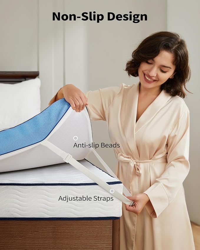 PERLECARE 3 Inch Firm Mattress Topper Queen, Cooling Gel-Infused & Bamboo - Image 5
