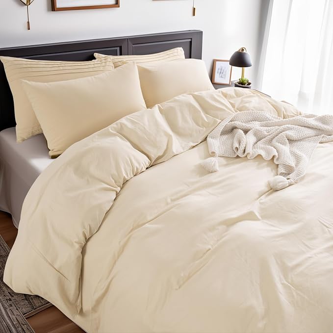 NEXHOME PRO Duvet Cover Set 100% Washed Cotton Oversized King 120"x98" Linen - Image 4