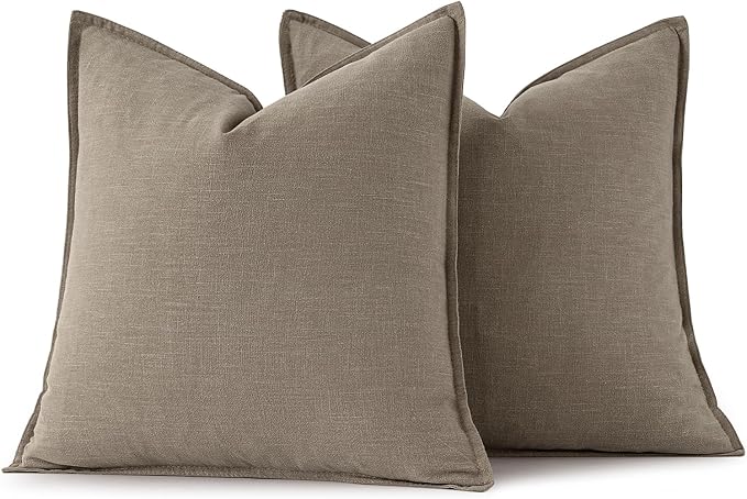 MIULEE Decorative Linen Pillow Covers 20x20 Inch Tan TaupeBoho Farmhouse - Image 7