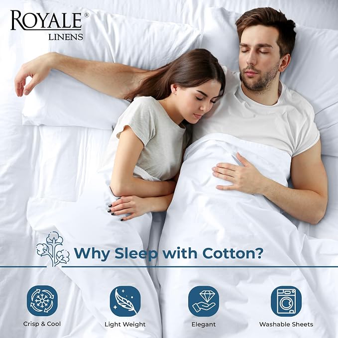 Royale Linens 100% Organic Cotton King Flat Sheet Only - Image 3