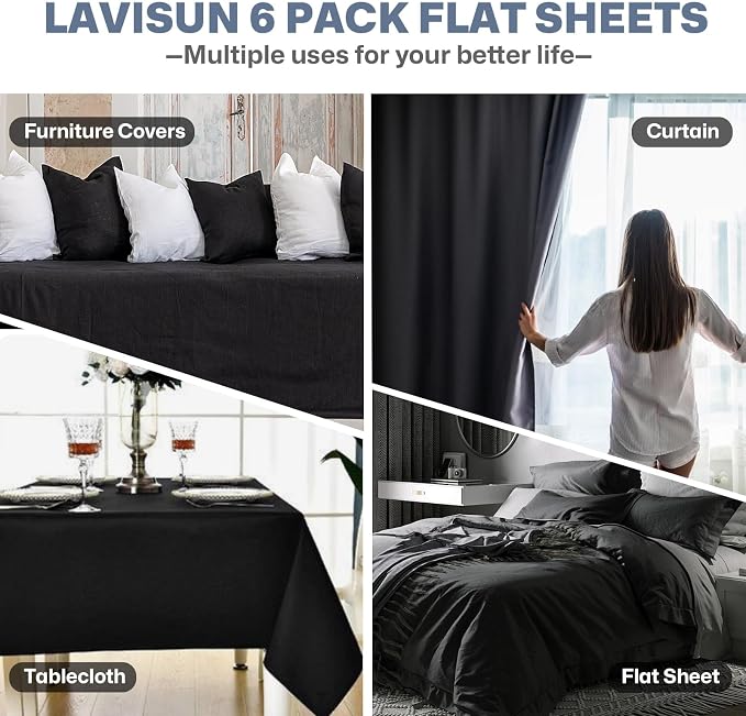 Lavisun Twin Flat Sheets Only, 6 Pack Soft Brushed Microfiber Bedding Sheets - Image 6